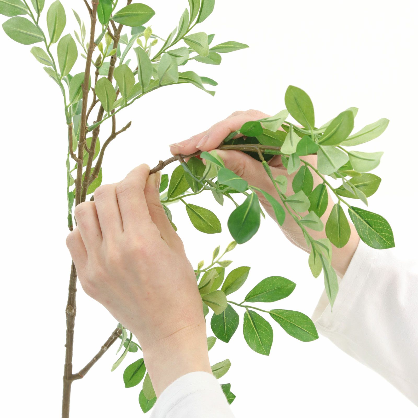 No246　よっこ商品　 簡単移動、植物棚 　whiteモスグリーン５段 No9424 プレミアム光触媒フェイクグリーン【幹のラインを整えた