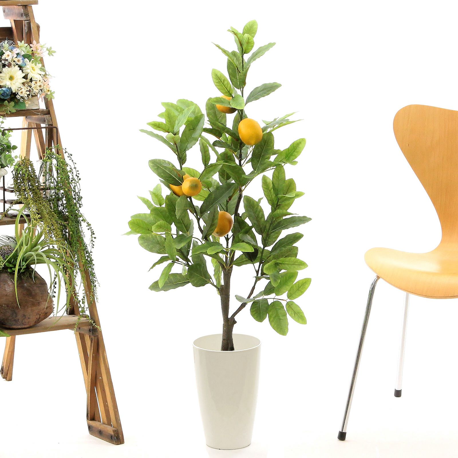 No9286 プレミアム光触媒フェイクグリーン スリム レモンの木 高さ90cm 幅40cm 奥行40cm 造花ドットコム Zouka Com
